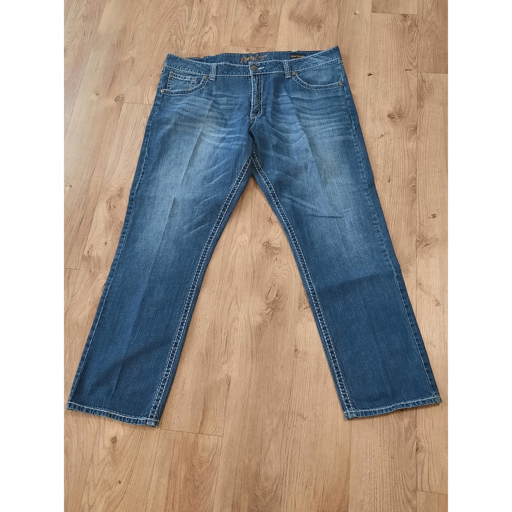 Wrangler Rock 47 Denim Mens 42x34 Slim Straight Western Style Jeans